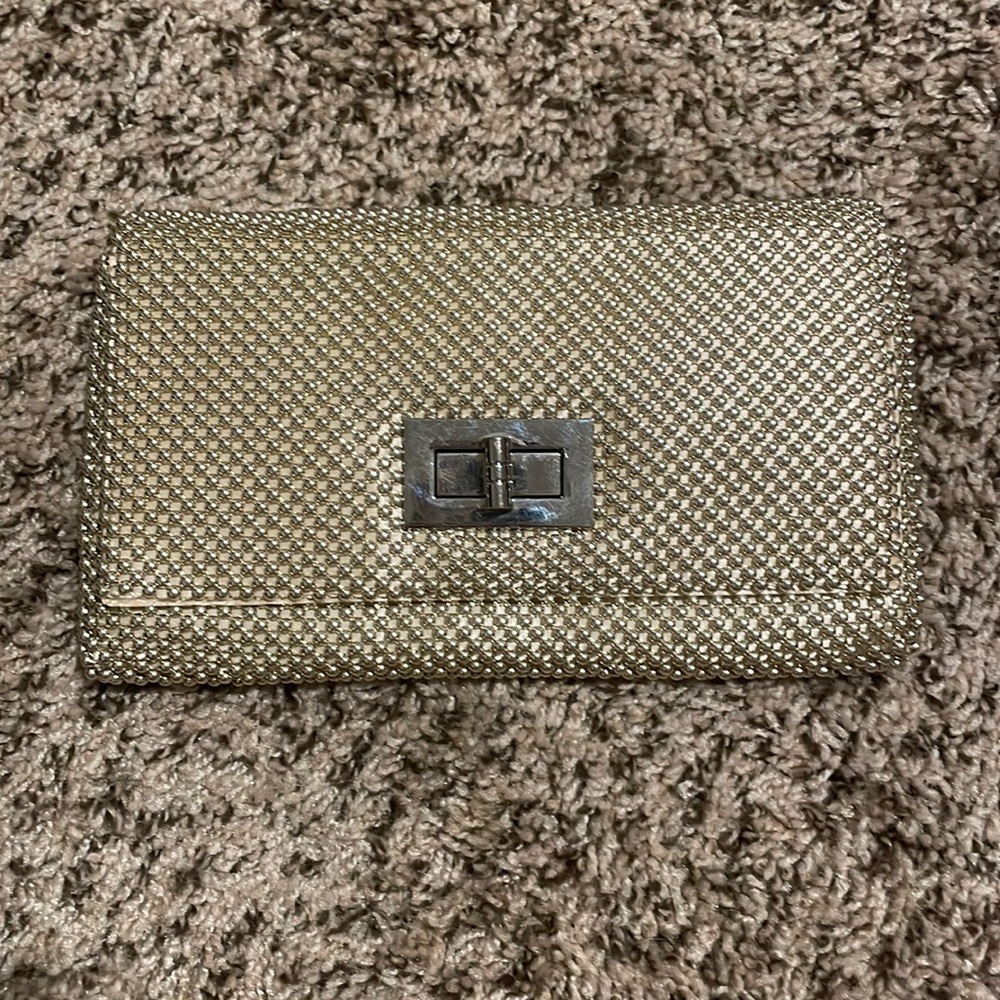 Lulu Townsend clutch - Silver beaded w/ shoulder strap